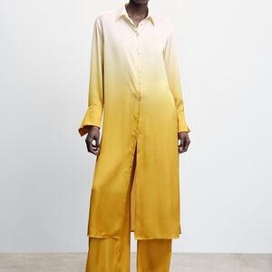 NWT Mango Yellow Ombre Button Down Blouse